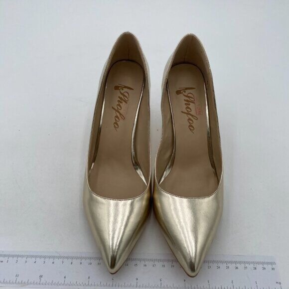 Women's Classic Dress Pumps Metallic Leatherette High Heels Slip On Formal Shoes - Picture 2 of 7